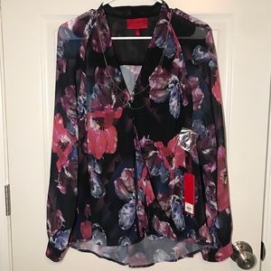 Black Blouse w/ Pink Floral